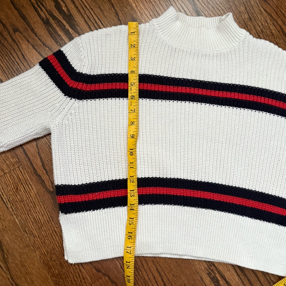 Lottie Moss Mock Neck Sweater with Red and Navy Stripes - Picture 6 of 6
